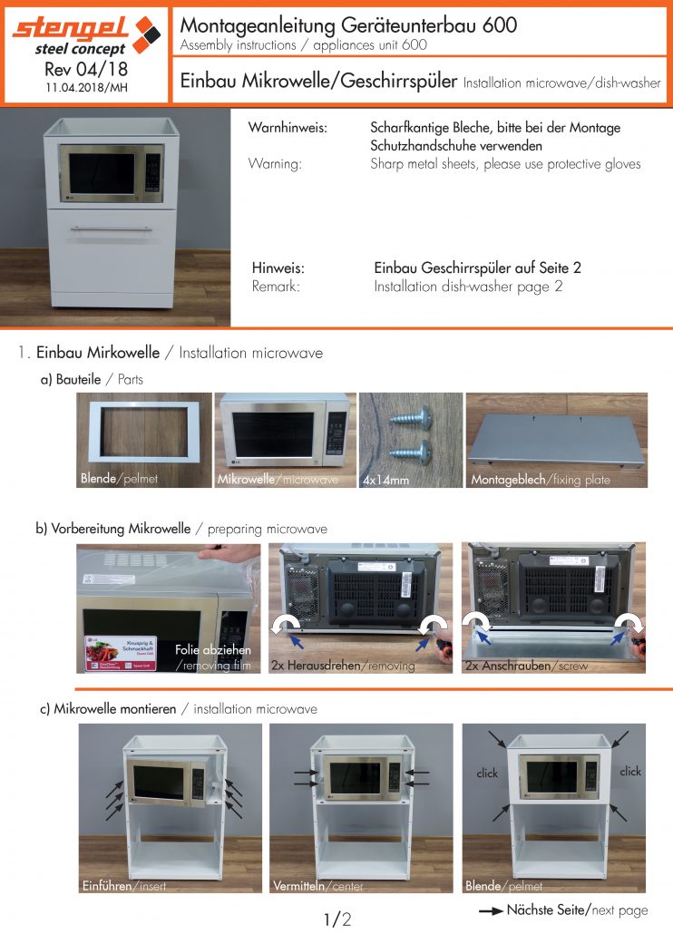 Dishwasher and microwave installation