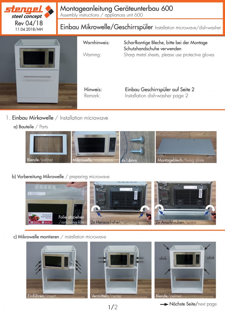 Montage Geschirrspüler und Mikrowelle