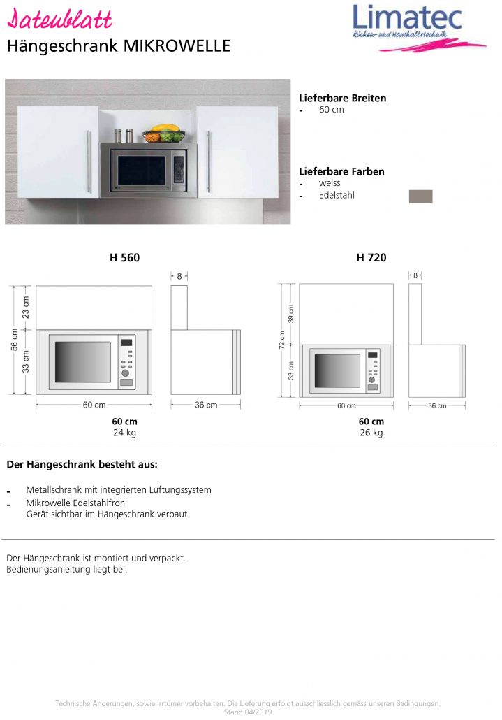 Hängeschrank Mikrowelle