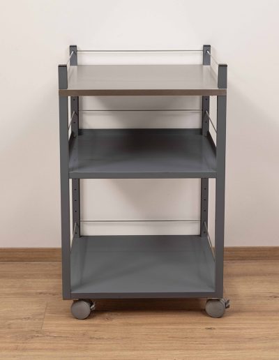 Service trolley with railing, slate grey
