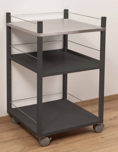 Service trolley with railing, black
