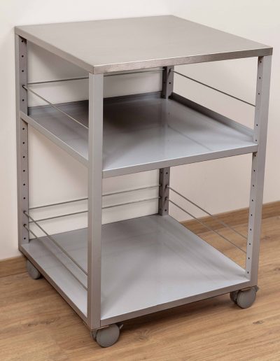 Service trolley without railing, stainless steel beam