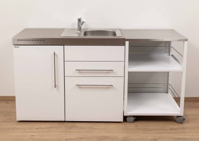 Service trolley in combination with mini kitchen