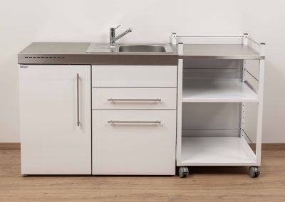 Service trolley in combination with mini kitchen
